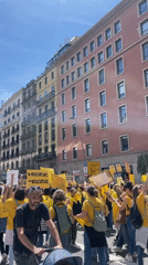 Yellow-shirted protesters march through Barcelona streets demanding early childhood rights