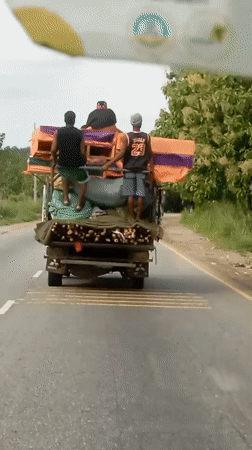 Loaded truck carries mixed cargo through Nkpor, Nigeria