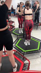 Trampoline fitness class draws participants in Saint Petersburg studio