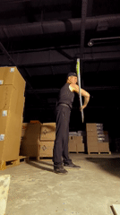 Staff and nunchaku practice in a Karaganda warehouse