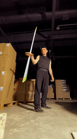 Staff and nunchaku practice in a Karaganda warehouse
