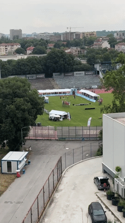 Stadium event with tents, flags draws crowds in Ruse