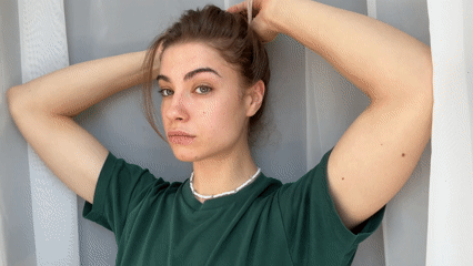 Morning indoor moments with pet and woman in Moscow