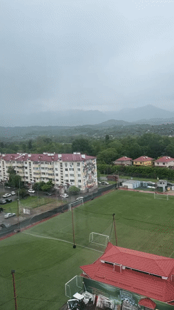 Morning breakfast and neighborhood views documented in Sochi