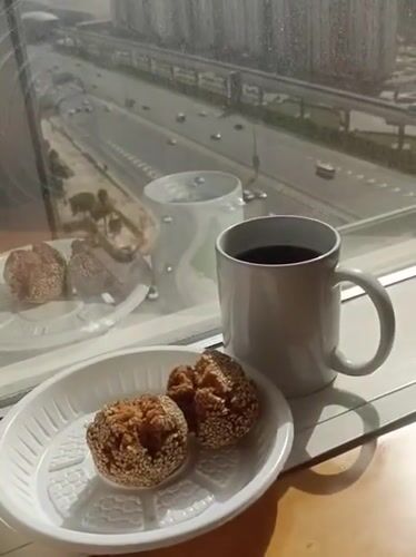 Early morning breakfast with city views in Dubai