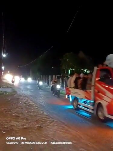 Vehicle convoy observed in residential Blangkutacoh, Indonesia