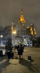 Musicians perform outdoor concert in Moscow public square