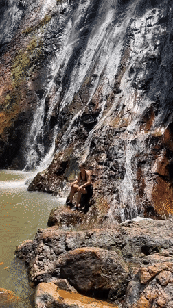 Morning swim at Baan Thurian waterfall with shrine