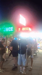 Nesebar's beachfront strip alive on a summer night