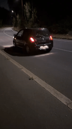 Roadside vehicle breakdown and jack work at night
