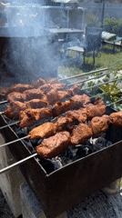 Backyard pool day with grilling in Uzuyukovo, Russia
