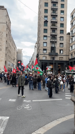Pro-Palestinian demonstration held on Milan city street
