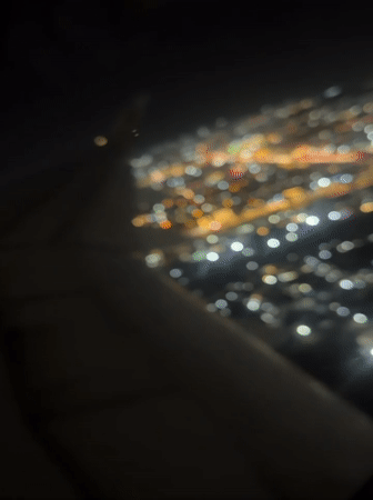 Aerial night view of Addis Ababa captured from airplane