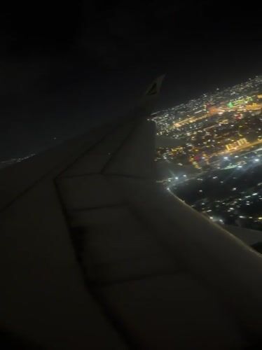 Aerial night view of Addis Ababa captured from airplane