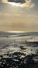Golden hour beach gathering with surfers in North Kuta