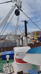 Morning barge operations captured at Rybinsk port