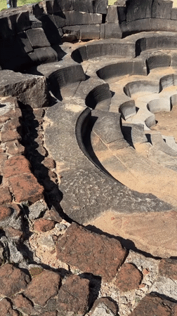 Ancient stepped stone structure documented in Polonnaruwa, Sri Lanka