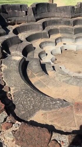 Ancient stepped stone structure documented in Polonnaruwa, Sri Lanka