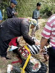 Rural gathering observed in village square area