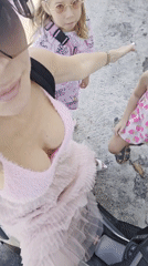 Matching pink outfits and a Yamaha NMAX in North Kuta