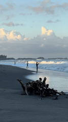 Coastal scenes documented at Kediri beach during sunset hours