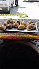 Fresh samsa and tandoor bread in Ala-Buka, Kyrgyzstan
