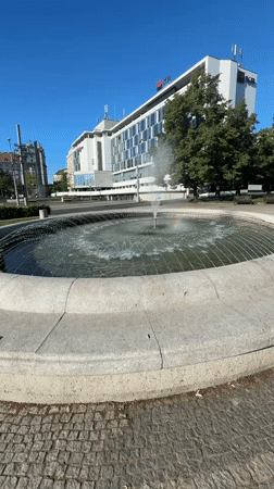 Early morning fountain scenes documented in Pilsen, Czechia