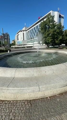 Early morning fountain scenes documented in Pilsen, Czechia