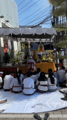 Religious ceremony held in Ungasan, Indonesia early morning