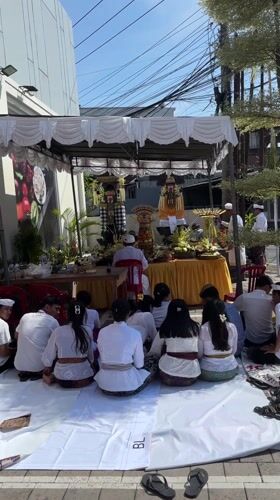 Religious ceremony held in Ungasan, Indonesia early morning