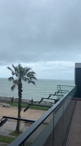 Overcast skies and choppy seas observed from Batumi balcony