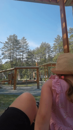 Mother and daughter enjoy morning playground visit in Perm