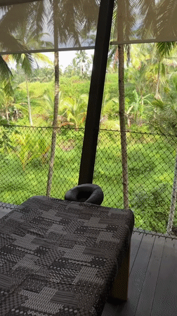 Tropical spa facility with geodesic domes documented in Indonesia