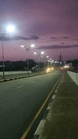 Evening street life in Jos, Nigeria from dusk to night