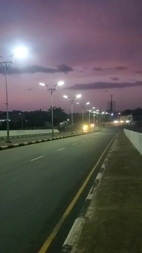 Evening street life in Jos, Nigeria from dusk to night
