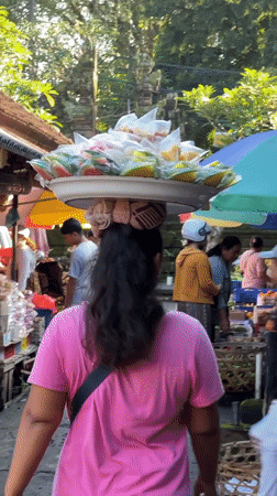 Morning market activity documented in Ubud District, Indonesia
