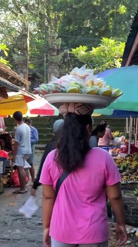 Morning market activity documented in Ubud District, Indonesia