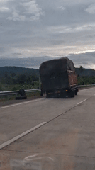 Truck accident reported on highway in Lonbaroh, Indonesia