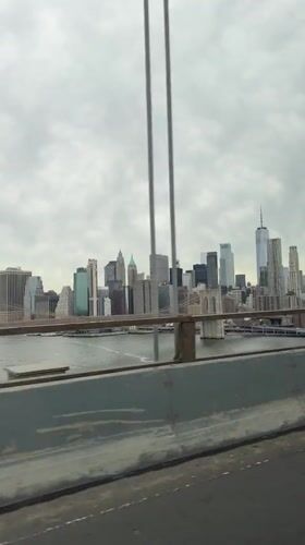 NYC skyline filmed from bridge on April 28
