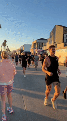 Golden hour on the Venice Beach boardwalk