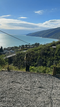 Tourists enjoy zip-lining and scenic activities in coastal Gagra