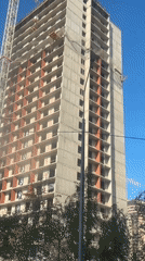 Construction progress documented on high-rise building in Russia