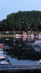 Dusk stroll through a European marina town
