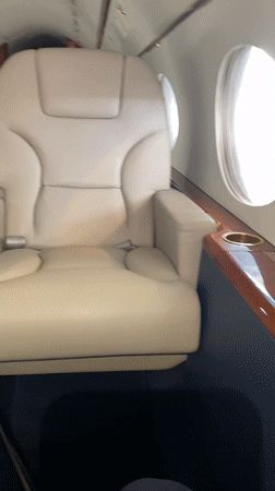 Private jet interior documented in Skulte, Latvia