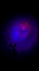 Colorful space projector lights fill a dark room in Shushary