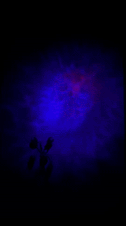 Colorful space projector lights fill a dark room in Shushary