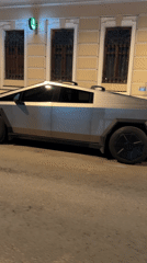 Tesla Cybertruck spotted on Moscow streets near illuminated churches