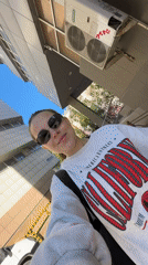 Woman records selfie video in Perm, Russia