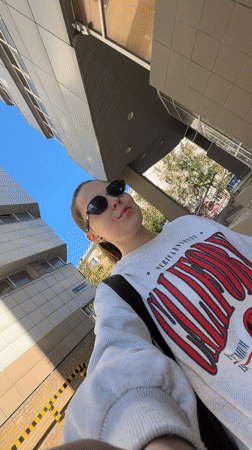 Woman records selfie video in Perm, Russia
