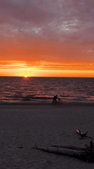 Sunset observed at Carnikava beach, Latvia creates vibrant sky display